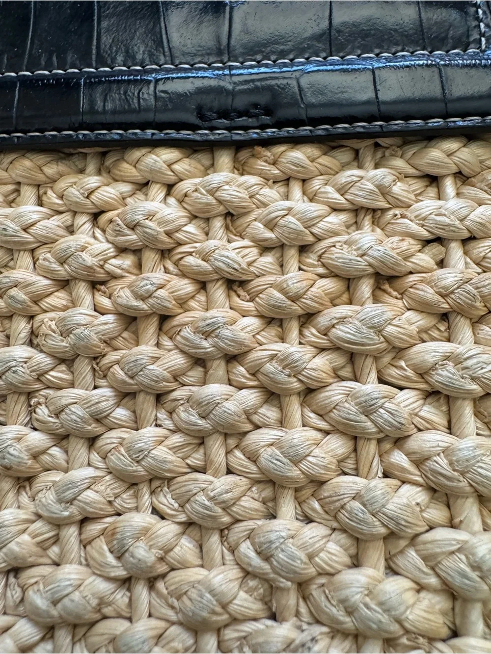 Brighton Cody Tan Woven Straw Shoulder Bag with Black Trim